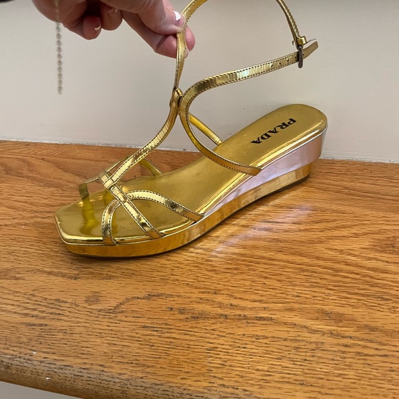 Prada Gold with Silver accent Sandals, 38.5, Made in Italy - Picture 2 of 10